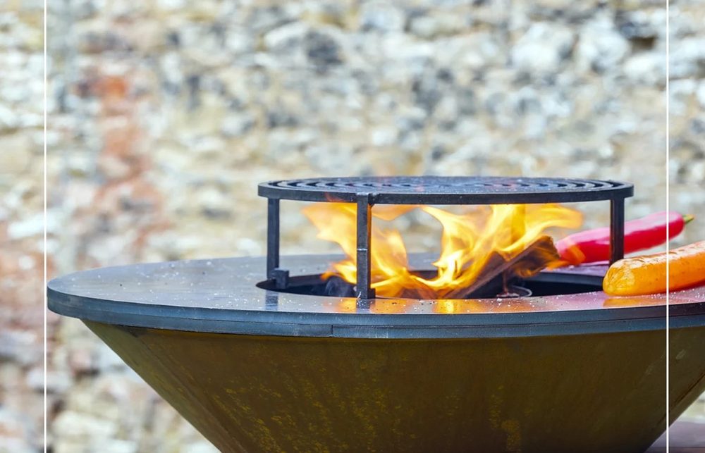 Brasero plancha outdoor en acier Corten chez Home Design Neupré